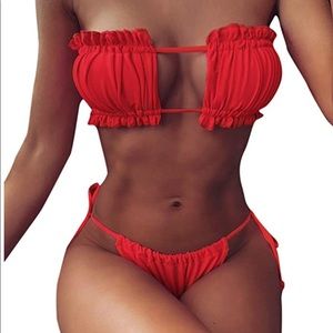 Ruched Bandeau with Cheeky Thong Bikini